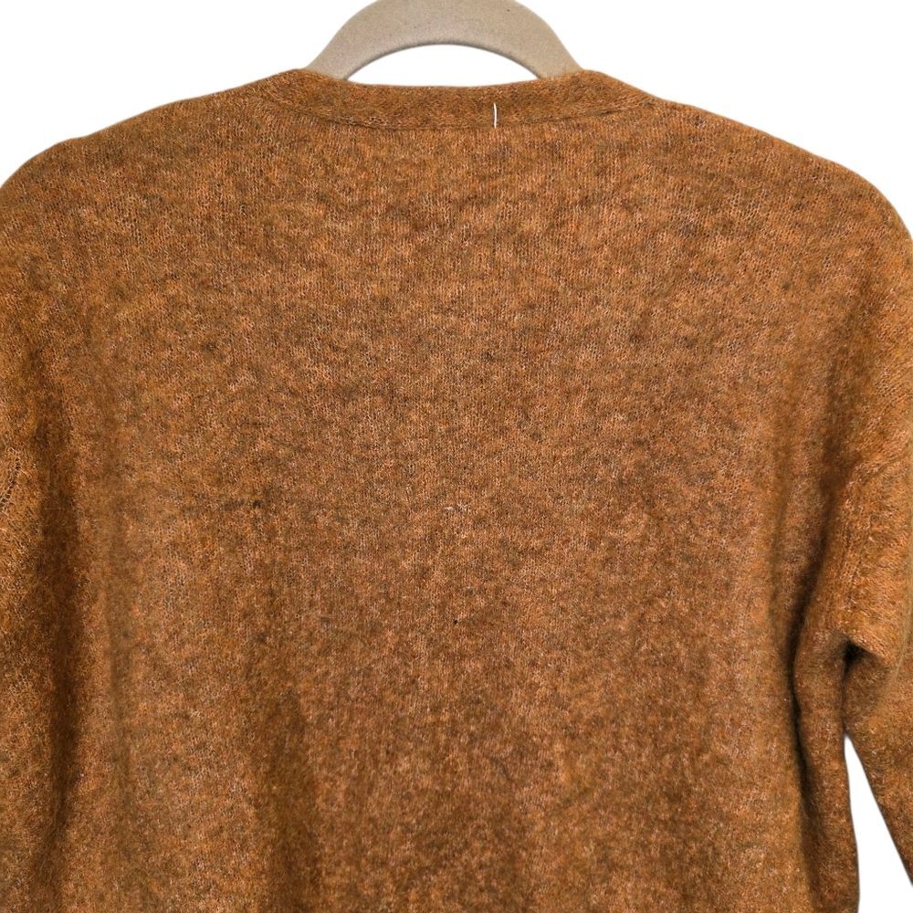 Two-Tone Women's Mohair Wool Brown Blue Open Sweater Cardigan - Picture 6 of 9